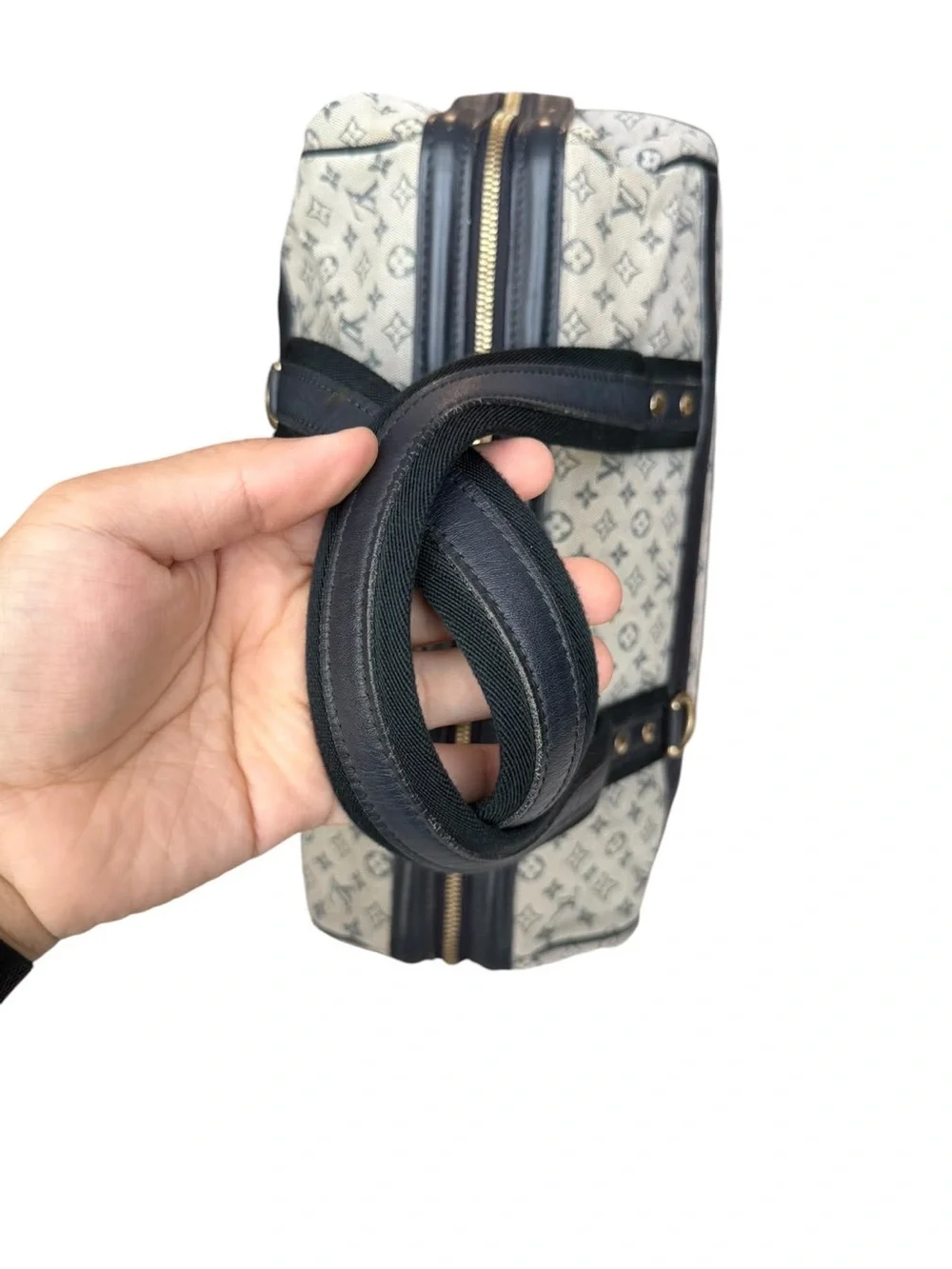 Louis Vuitton Josephine Mini lin Monogram Canvas Satchel in Beige and Black